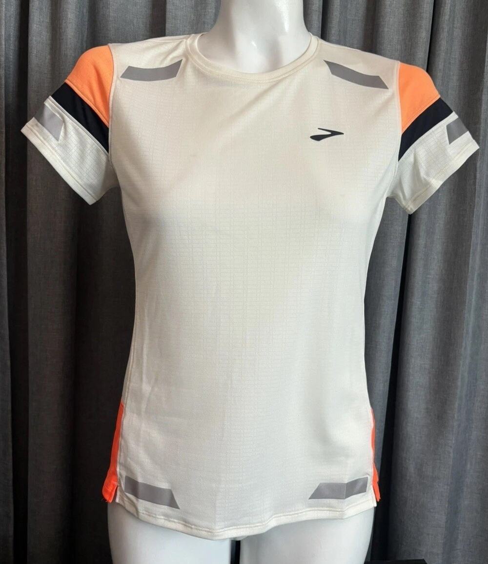 Brooks Run Visible Short Sleeve 2.0 Ecru/Fluoro Flash WOMEN